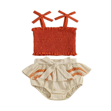 Smocked Orange Top Baby Set