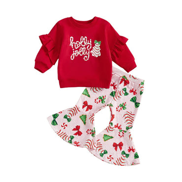 Long Sleeve Holly Jolly Flared Toddler Set