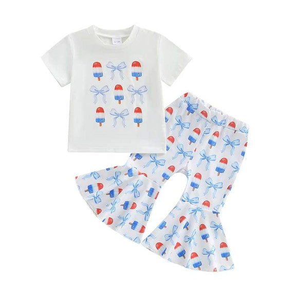 Short Sleeve Bows Popsicle Toddler Set