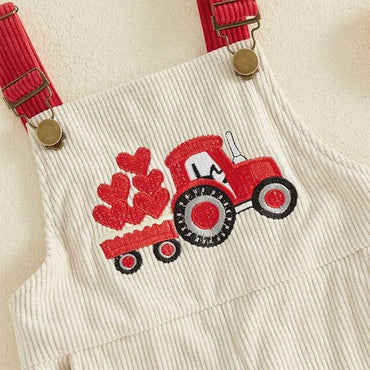 Valentine's Day Tractor Baby Romper