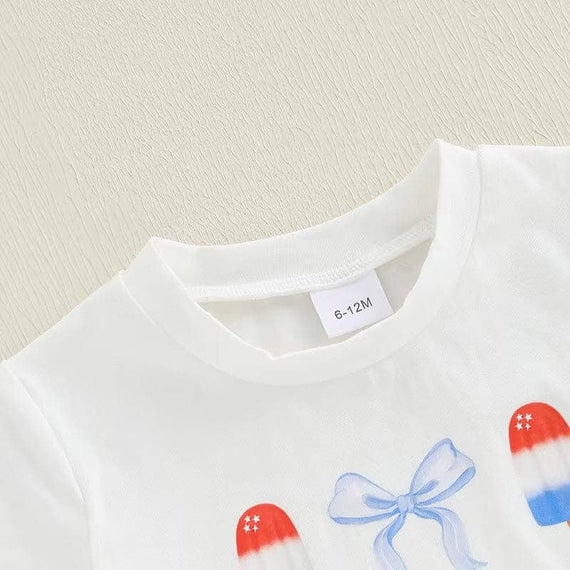 Short Sleeve Bows Popsicle Toddler Set