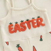 Sleeveless Easter Carrot Flared Toddler Jumpsuit