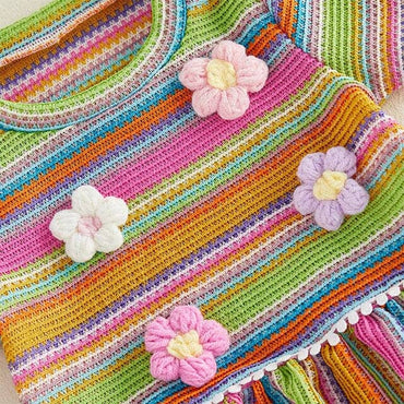 Short Sleeve Striped Colorful Toddler Set