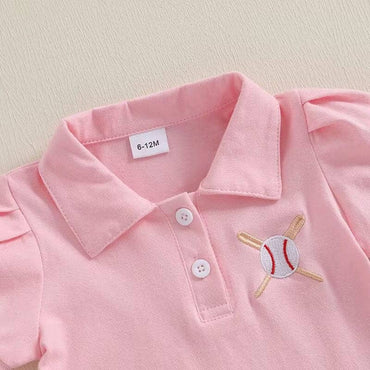Short Sleeve Pink Baseball Toddler Dress