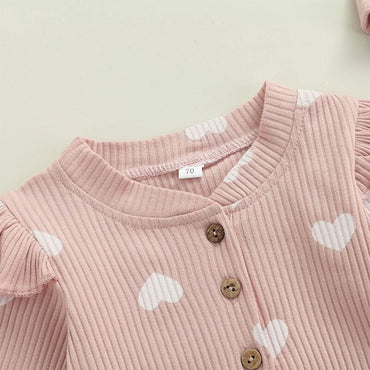 Long Sleeve Pink Hearts Baby Jumpsuit