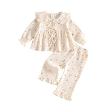 Long Sleeve Vintage Floral Toddler Set Beige 12-18 M
