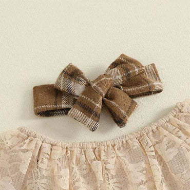 Long Sleeve Vintage Plaid Pants Baby Set