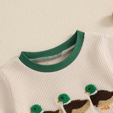 Short Sleeve Waffle Duck Baby Set
