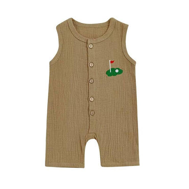 Sleeveless Golf Baby Jumpsuit Khaki 0-3 M