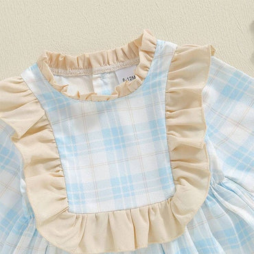 Long Sleeve Blue Plaid Toddler Dress