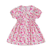Short Sleeve Floral Collar Toddler Dress Pink 9-12 M