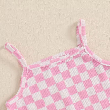 Sleeveless Checkered Baby Jumpsuit