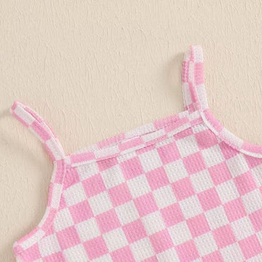 Sleeveless Checkered Baby Jumpsuit
