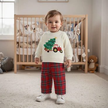 Christmas Vibes Plaid Pants Toddler Set