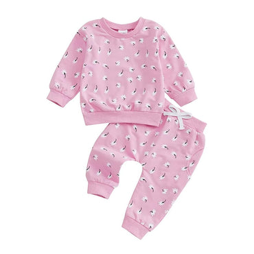 Long Sleeve Flowers Baby Set Pink 3-6 M