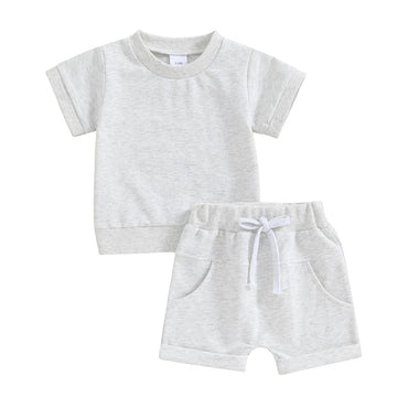 Solid Short Sleeve Baby Set Gray 3-6 M