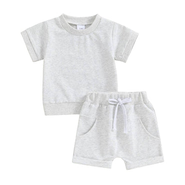 Solid Short Sleeve Baby Set Gray 3-6 M