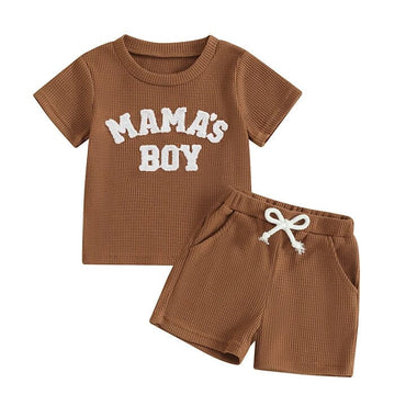 Mama's Boy Short Sleeve Baby Set Brown 3-6 M