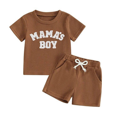 Mama's Boy Short Sleeve Baby Set Brown 3-6 M