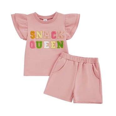 Flutter Sleeve Snack Queen Toddler Set Pink 12-18 M