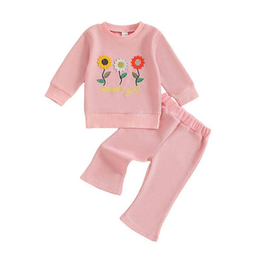 Long Sleeve Mama's Girl Flowers Baby Set Pink 3-6 M