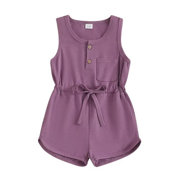 Sleeveless Solid Toddler Romper Purple 2T
