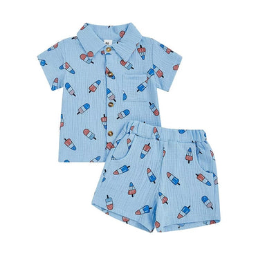 Short Sleeve Lollipop Toddler Set Blue 9-12 M