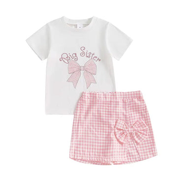 Big Sister Plaid Skirt Toddler Set