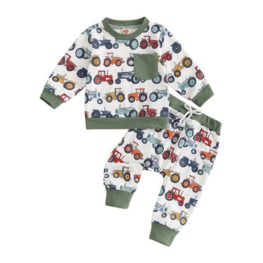 Long Sleeve Tractors Baby Set
