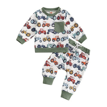 Long Sleeve Tractors Baby Set