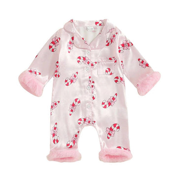 Long Sleeve Candy Cane Baby Jumpsuit