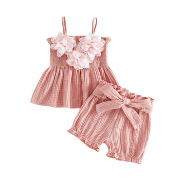 Sleeveless Floral Smocked Toddler Set Pink 12-18 M
