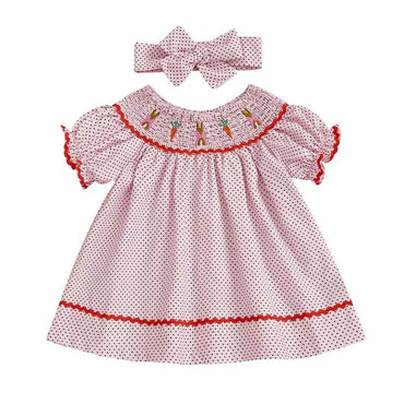 Vintage Easter Polka Dot Toddler Dress Pink 6-9 M