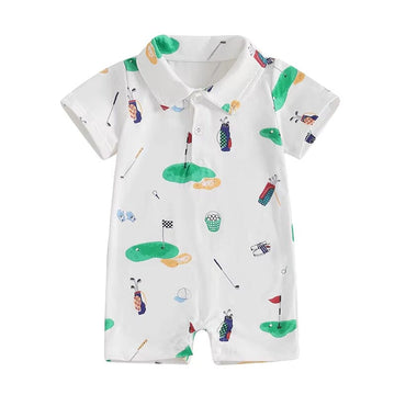 Short Sleeve Collar Golf Baby Romper
