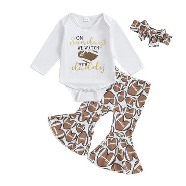 Sunday Football Flared Pants Baby Set