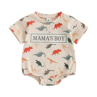 Mama's Boy Dino Baby Romper Beige 0-3 M