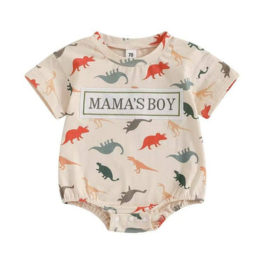 Mama's Boy Dino Baby Romper Beige 0-3 M