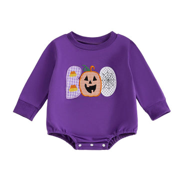 Long Sleeve Boo Baby Bodysuit Purple 0-3 M