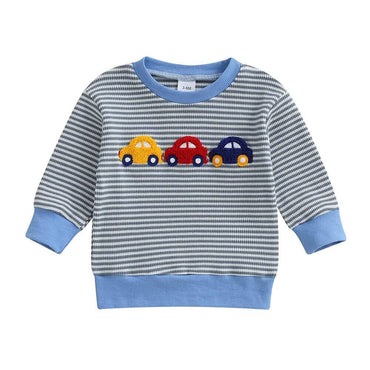Dino Cars Striped Baby Sweatshirt Blue 3-6 M