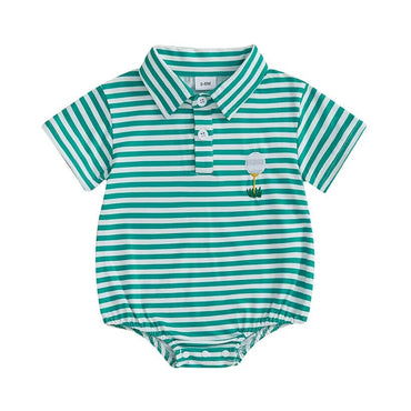 Short Sleeve Striped Collar Golf Baby Romper