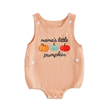 Mama's Little Pumpkin Striped Baby Romper