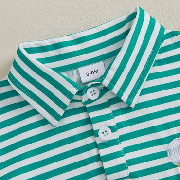 Short Sleeve Striped Collar Golf Baby Romper