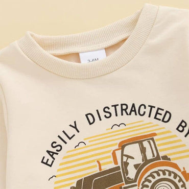 Long Sleeve Tractors Solid Pants Baby Set