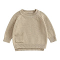 Solid Pocket Knitted Baby Sweater Khaki 3-6 M 