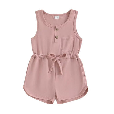 Sleeveless Solid Toddler Romper Pink 2T