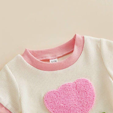 Short Sleeve Floral Waffle Baby Set