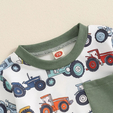 Long Sleeve Tractors Baby Set