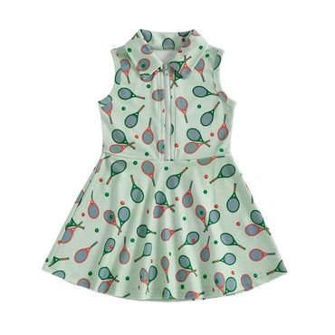 Sleeveless Collar Zip Up Sport Toddler Dress Green 9-12 M