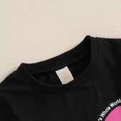 Short Sleeve Pink Bow Skirt Toddler Set