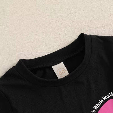 Short Sleeve Pink Bow Skirt Toddler Set